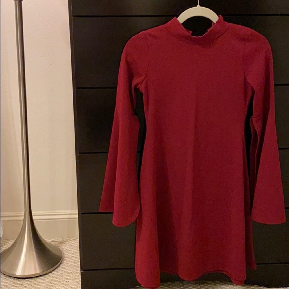 red bell sleeve dress